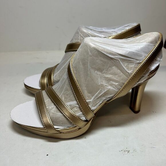 Naturalizer Womens 7 M Bronze Pearl Strappy High Heel Pumps Sandals NIB KN9 - Picture 2 of 5